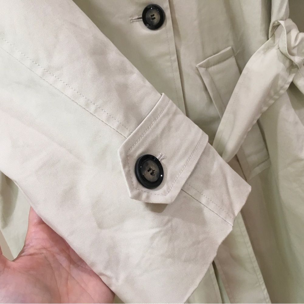 NWT Zara Woman’s m Long Scarf Trench Coat Light Beige Belted Midi Jacket - Picture 5 of 8